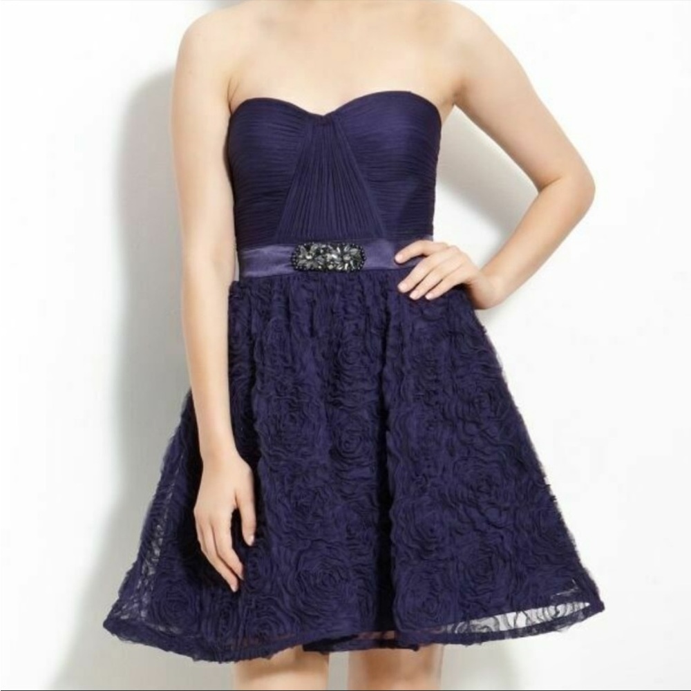 Adrianna Papell Purple Floral Evening Dress 10